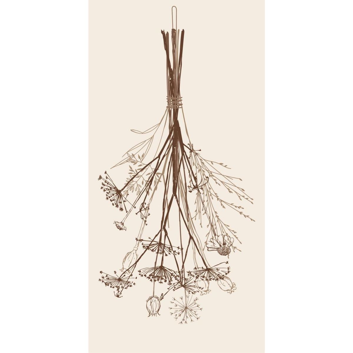 Serviett 10x20 cm - Natur m/ brun tørket bukett