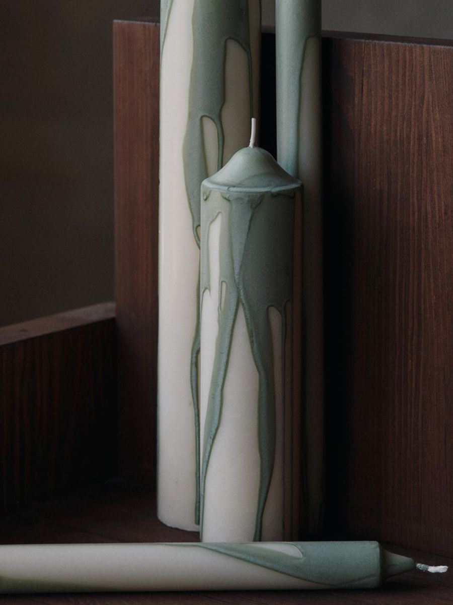 Dryp  Candles, Sett av 2 - Tea Green