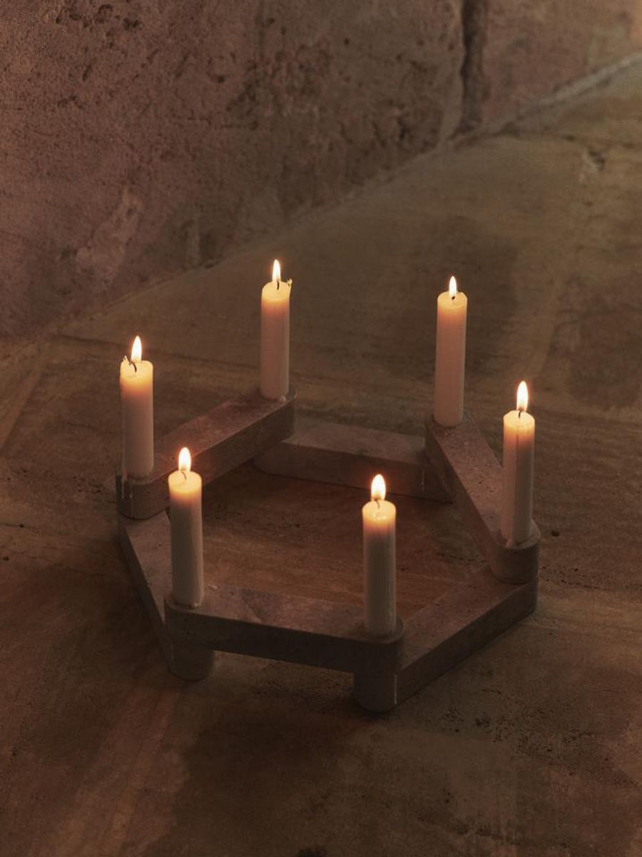 Newel Modular Candle Holder,  Sett av 6 - Travertin