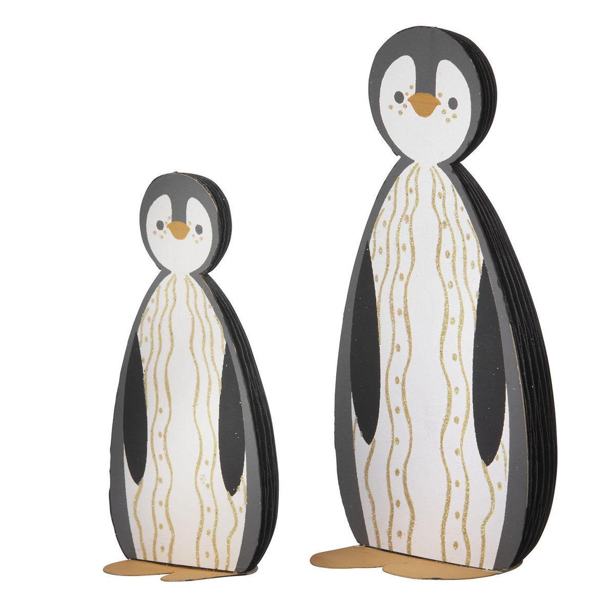 Honeycomb pingviner H11 og 14 cm, 2 stk – sort og offwhite