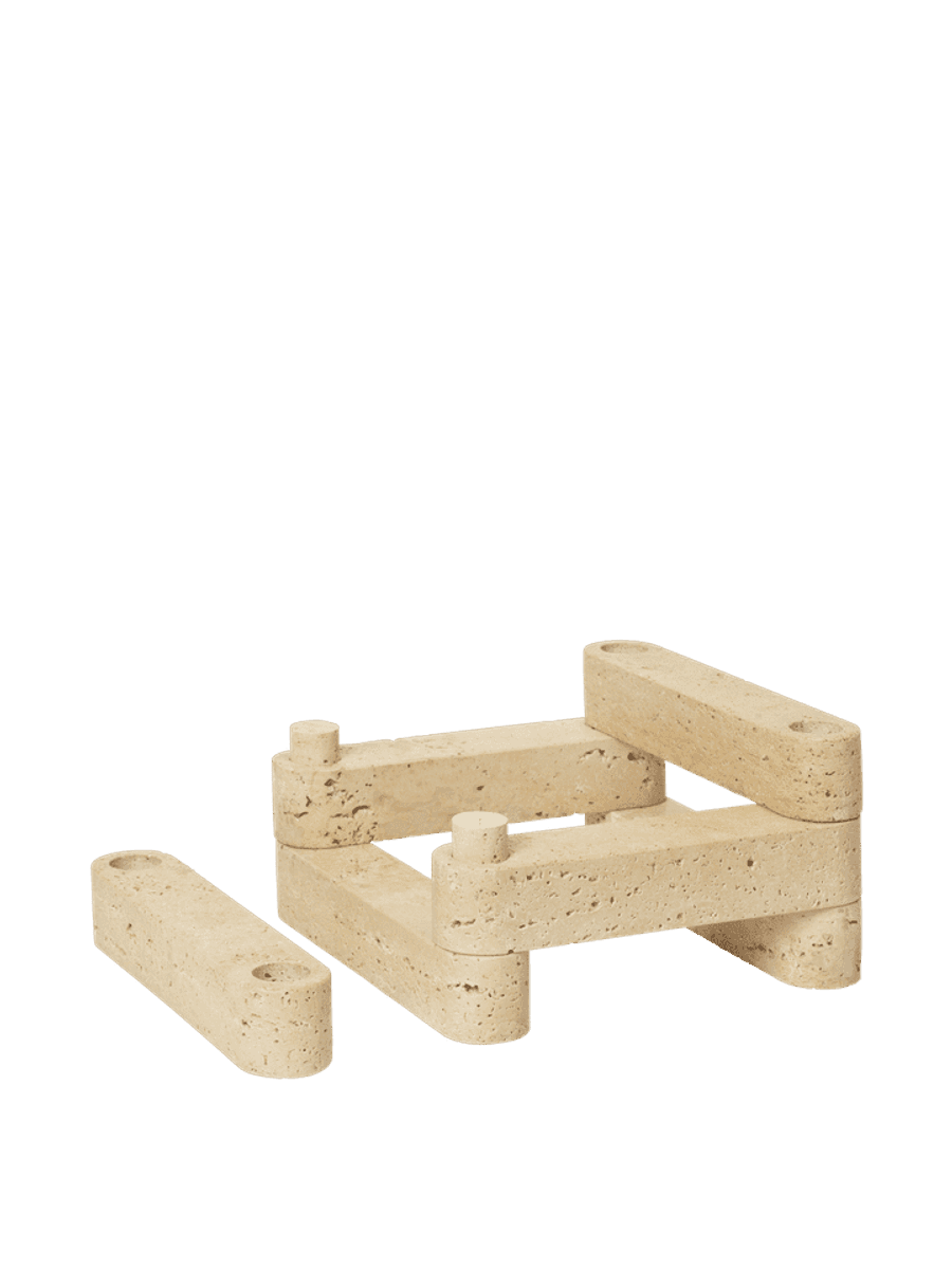 Newel Modular Candle Holder,  Sett av 6 - Travertin