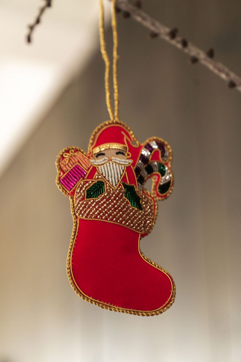Håndlaget ornament, Julesokk Rød